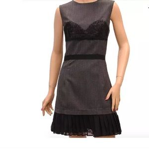 D&G Silk Blend Short Pleated Grey Black Dress Sz 2
